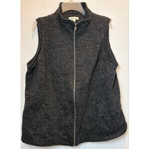 Coldwater Creek Black Lined Full Zip Sweater Vest with Pockets Size 1X/18